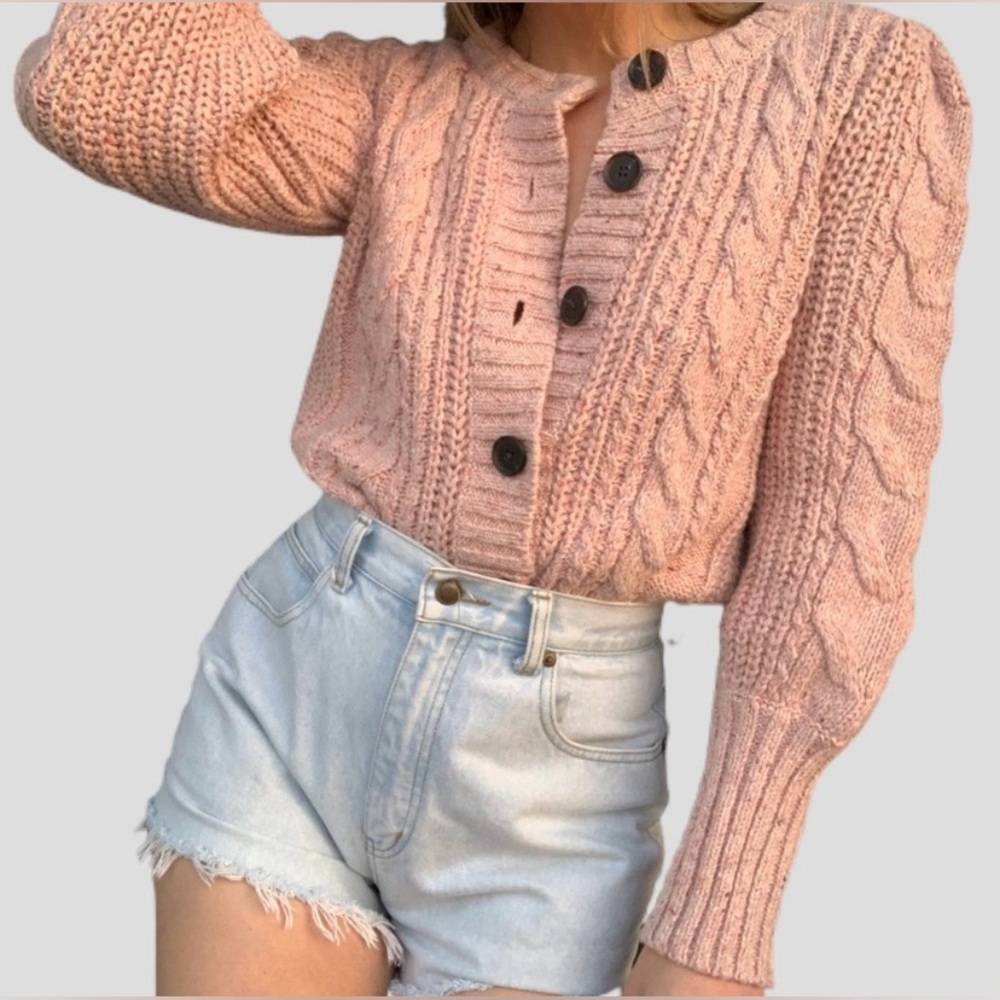 GAP Blush Cable Knit Cardigan